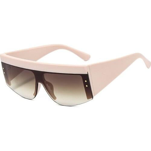Beige Shield Arc Oversized Sunglasses Women Brand Designer One Piece Steampunk Sun glasses Men Shades Flat Top Glasses UV400