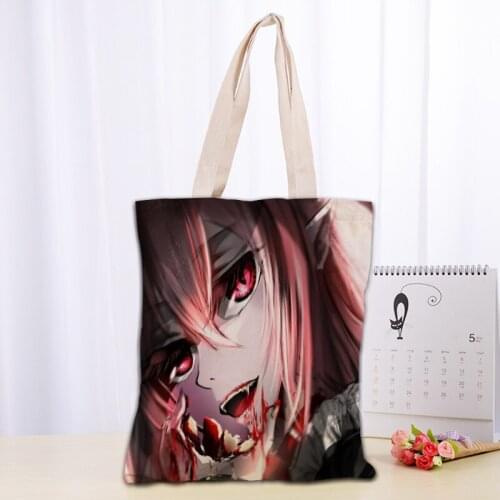 Seraph of the end Tote Bag Handbag Shoulder Pouch Foldable Canvas Shopping Bags Reusable Women Canvas Shoulder Bag