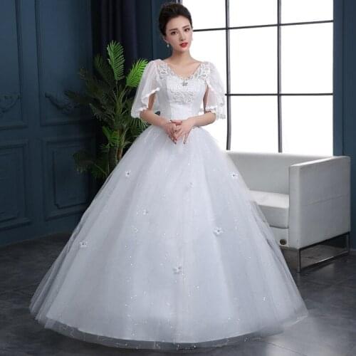 Wedding Dress Ball Gowns New Half Sleeve Lace Up Plus Size Wedding Dresses Simple Dresses