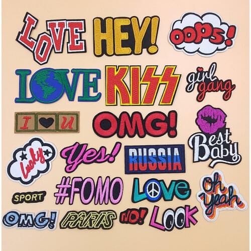 Fashion Embroidery Patches For Clothing Iron On Patch DIY Embroidered Stickers Backpack Badge Appliques Letter Word