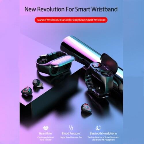 M1 Smart Bracelet with Bluetooth Headset Combo TWS Headset Smart Watch Healthy Heart Rate Step Counter Multi-function Bracelet