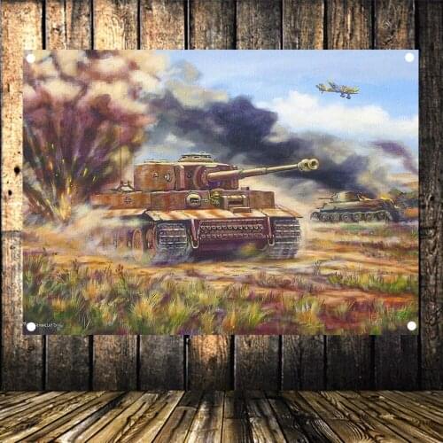 Military Poster Flag Banner Wall Decor Wehrmacht King Tiger Tank WW II Panzer Army Tank Wallpapers High Definition Old Photo L45