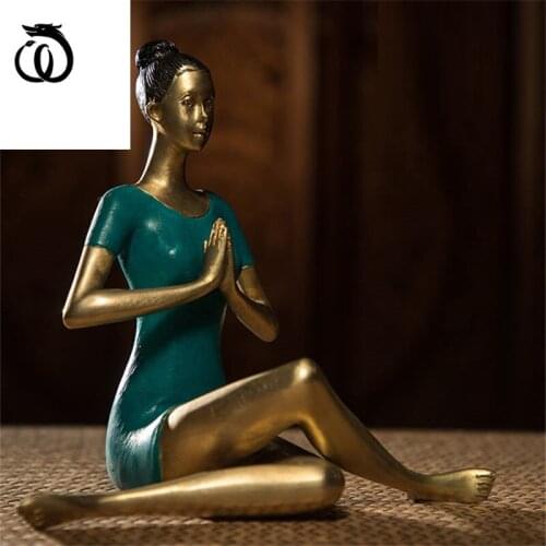 WU CHEN LONG New Chinese Pure Cupper Yoga Girl Arts Sculpture Ideas Zen Figure Statue Copper Craft Modern Home Decorations R6467