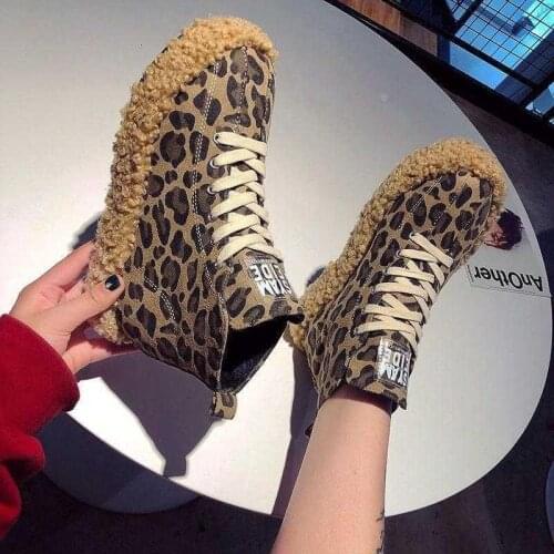 Women Shoes Leopard Print High-tops New Spring British Style Versatile Short-cut Schoolgirl Sports Boots Zapatos De Mujer 2020
