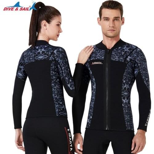 Womens Mens 3mm Wetsuit Jacket Top & Bottom Long Sleeve Zip Front Shirt Leggings Neoprene Wetsuits Keep Warm Diving Snokeling