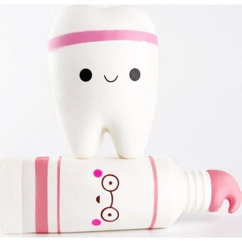 10Pcs/Set Cute Cartoon Tooth Pendant Squish Toy Squishies Slow Rising Toothpaste Soft Squeeze Cute Stretchy Toy Gift Wholesale