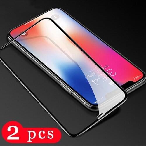 2Pcs full cover for iphone X XR XS max 11 pro max tempered glass 7 8 plus phone screen protector protective film smartphone