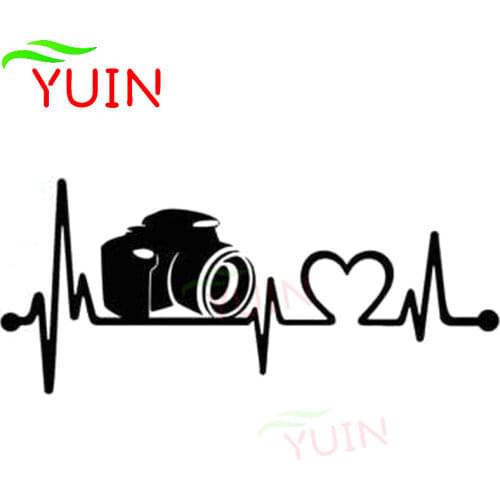 Camera Heartbeat Lifeline Car Sticker Fashion Decoration Personality PVC Waterproof Sunscreen Decal Customizable Color