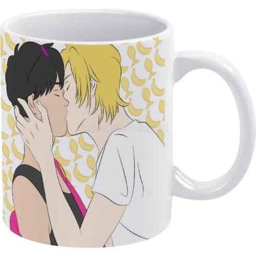 Banana Fishu White Mug Ceramic Mug Creative Mug Banana Fish Anime Manga 8s Kiss Ash Lynx Aslan Jade Callenreese