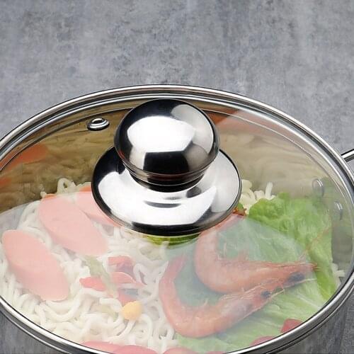 Behogar 4pcs Stainless Steel Replaceable Cover Button Pan Pot Glass Lid Cover Handle Knob Handgrip Grip Kitchen Tools