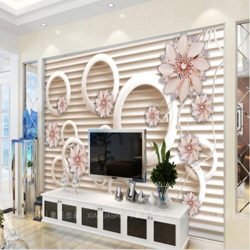 Beibehang Large Custom Wallpapers 3D Stereo Circle Fashion Simple Jewelry Living Room Bedroom Background Wall