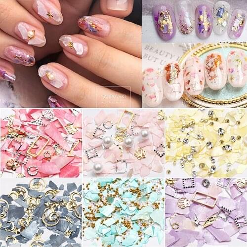 Black Box ultra-thin Nail Decorations 3D Shiny Pearl Shell Slice Flake Nail Art Charms Tips Manicure Accessories