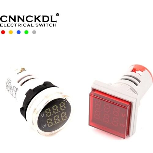 22mm Square Round AC 50-500V 0-99 Hz Digital Display Voltage Hertz meter Frequency Voltage Tester Meter Indicator Signal Light