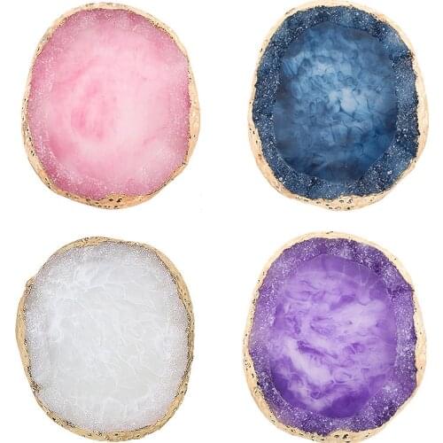 4pcs Nail Art Color Palette Display Board Natural Resin Stone Nail Plate Acrylic Gel Polish Holder Drawing Paint Color Mixing