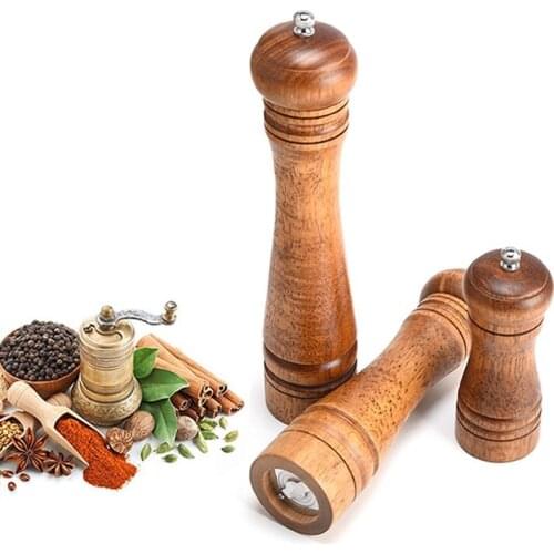 Wooden Pepper Mill Spice Salt Mills Grain Malt Grind Cooking Tools Seasoning Grinder kitchen Accessories BBQ Tools 5 8 10 Inch