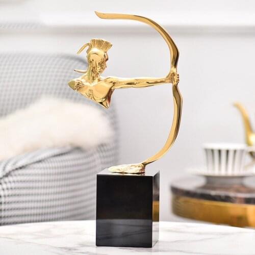 European Pulling Bow Character Figurines Luxury Copper Soldier Ornament Home Furnishing Crafts Office Desktop Statue Decoration
