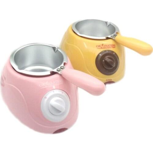 Hot Selling home Electric Chocolate Fountain Fondue Singer Chocolate Melt Pot Yellow and Pink Melting Machine