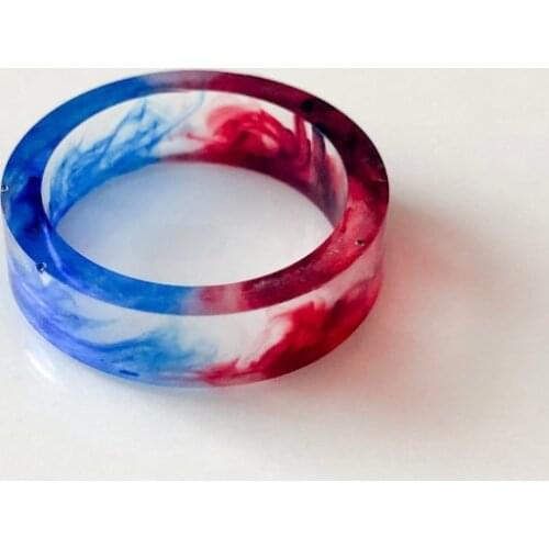 Simple Creative Unique Blue Red Ink Ice Flame Resin Lover Ring For Men Women Couples Engagement Jewelry Gift