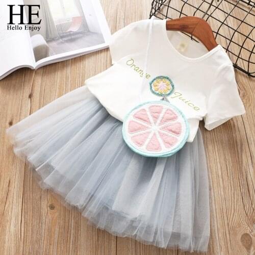 HE Hello Enjoy 2018 Kids Girls Clothes Set Short Sleeves Print Watermelon T-shirt+Skirt Suits Toddler Girls Summer Clothing