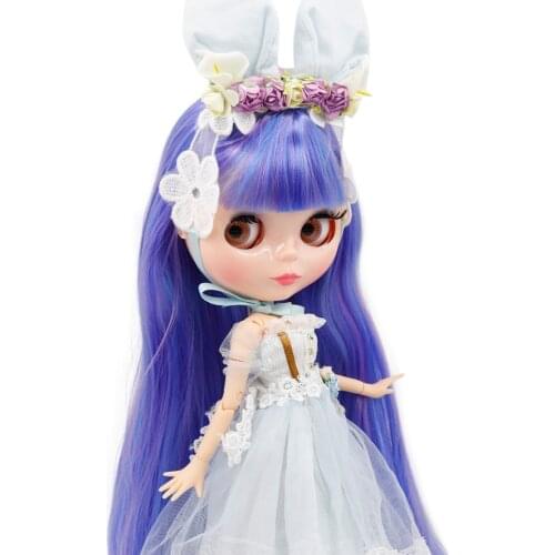 ICY DBS Blyth doll No.BL7216/6208 Blue mix violet hair with bangs Flesh color skin joint body Neo 1/6 bjd ob24 anime girl