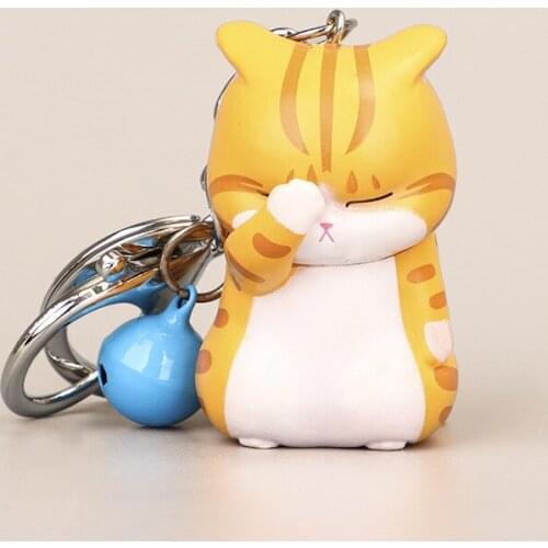 Cute Shy Cat Keychains Chubby Kitten Keyring Trinket Bag Ornament Cartoon Car Keys Chains Fashion Women Jewelry Key Holder