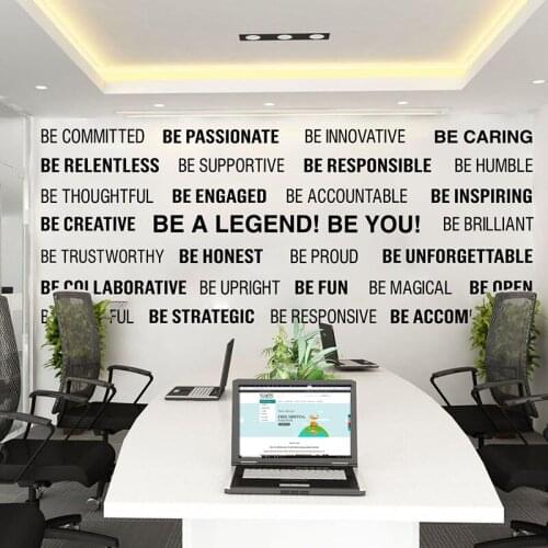 Large Office Be A Legend Teamwork Wall Sticker Business Our Values Workout Inspirational Motivational Quote Wall Decal Office