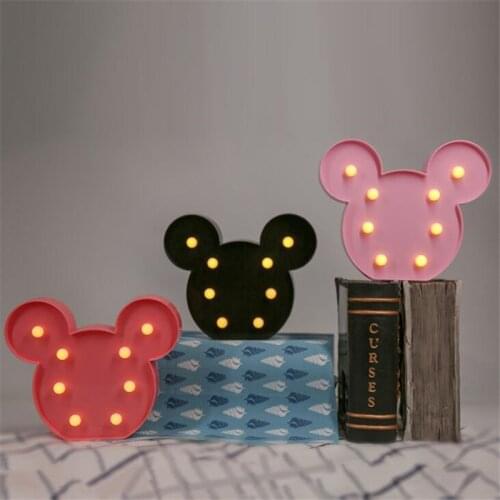 Disney Mickey Mouse Head LED Lamp Modeling Lights Navidad Night Light Kids Baby Xmas Gift Lampara Home Decoration Cartoon Lampe