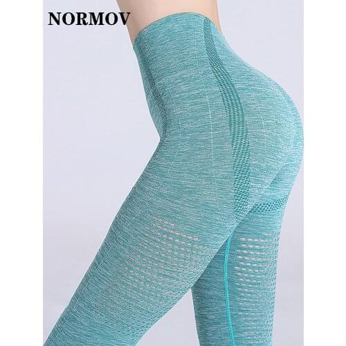 NORMOV High Waist Hollow Out Leggings Push Up Breathable Seamless Women Gym Sport Fitness Pants Sexy Tights Trousers For Female