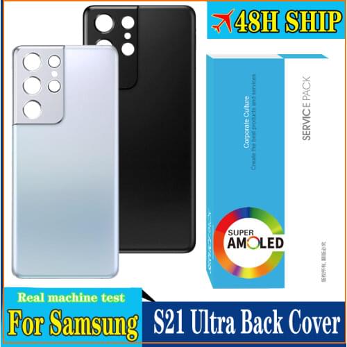 100% New for Samsung Galaxy S21 Ultra S21Ultra Battery Back Cover Door Housing Repair Parts + ear Camera Glass Lens Frame