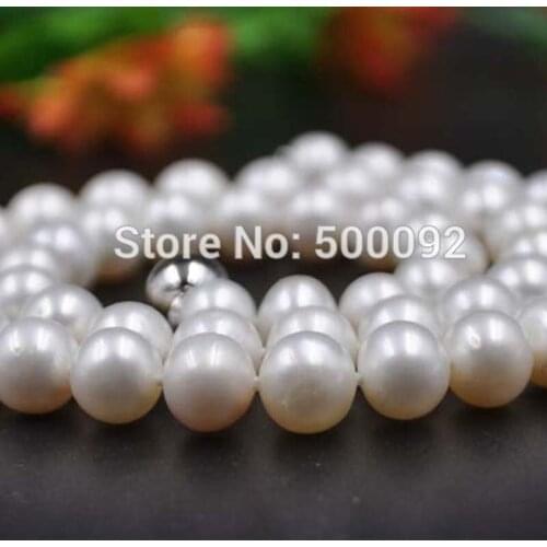 AA++ Genuine 7.5-8mm near round freshwater pearl necklace free shipping