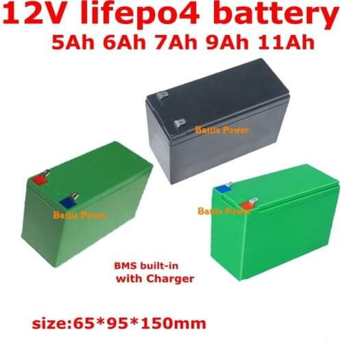 Rechargeable 12V 11Ah 9Ah 7Ah 6Ah 5Ah LiFePO4 Lithium Battery Pack Not Lead Acid for Power 100w Car Toy Led + 14.6v 1A Charger