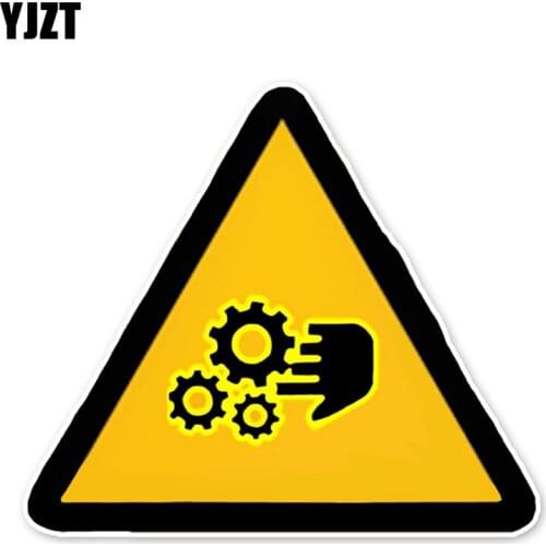 YJZT 13.2*15CM Attention Security Beware Of Mechanical Warning Signs Accessories Car Stickers C30-0346