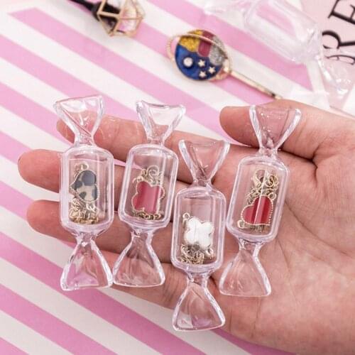 New Cute Teen Girls Candy Shape Transparent MakeUp Storage Box Mini Portable Earrings Jewelry Bag Travel Cosmetic Case Organizer