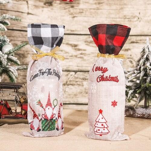 Xmas Champagne Bag Decor Washable Faceless Gnome Wine Bottle Cover Champagne Gifts Holders Holiday Party Table Ornament