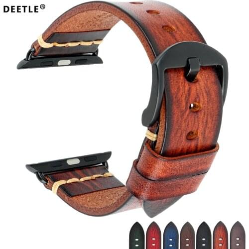 DEETLE Handmade Leather Watch Strap Replacement For Apple Watch Band 44mm 40mm 42m 38mm Series 5 4 3 2 iWatch Watchband
