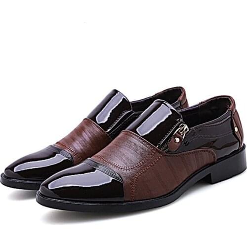 Men Shoes Hot Selling New Black Brown Fashion Flat Casual Splicing Leather Slip On Stylish for Male Comfortable Light Loafers