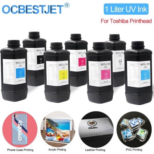 1000ML/Bottle UV Curing Ink For Toshiba Tec CE2 CE4 CF3 CF3R CF1 CF1L CF1XL CA4 Printhead Inkjet UV Flatbed Printer