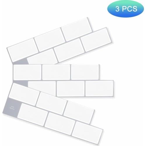 EasyTiles Waterproof Peel And Stick Wall Tiles Stickers Black Subway 3D Vinyl Wallpaper For Kitchen Bathroom - 3 Sheets