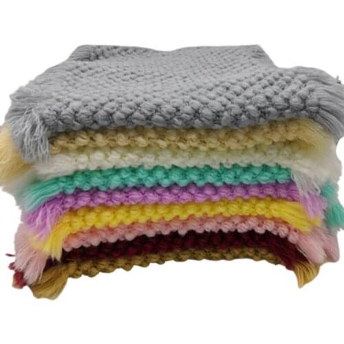 Crochet Baby Blanket Newborn Photography Props 2 Layer Chunky Knit Blanket Basket Filler Infant Photo Wrap Blankets 30x75cm