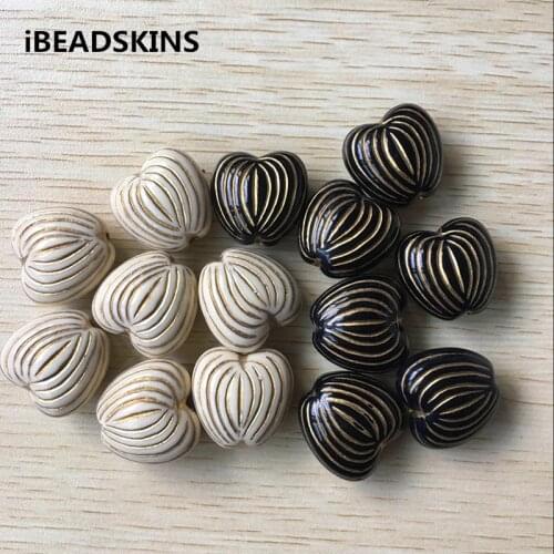 Choose color) 24mm 90pcs/lot Acrylic heart shape antique style Beads for Jewelry DIY #5284(Design as shown)