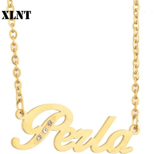 XLNT Perla Name Necklace Personalized Necklace Bridesmaid Jewelry Custom Name Necklace Letter Necklace Initial Necklace