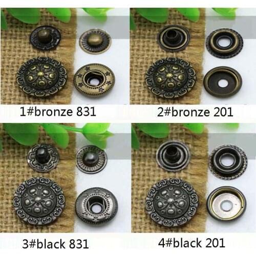 4in one Snap Buttons Fasteners Pres prong Stud vintage metal flower rivet for handmade Gift DIY Sewing wallet handbag coat Wh
