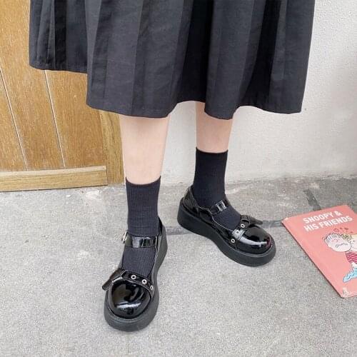 Heighten small leather shoes female Korean version wild retro British style platform Mary Jane round toe shoes
