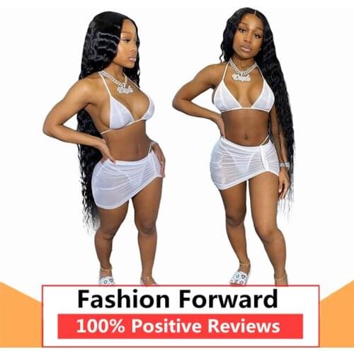 Womens Sexy Bikini Halter Swimsuit Three Piece Swimwear Bikini Set