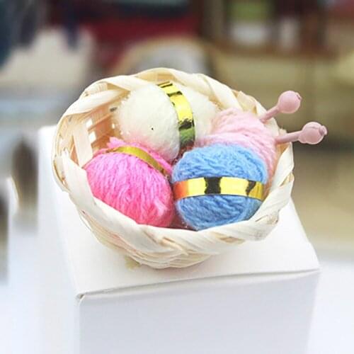 1Pcs 1/12 Doll House Miniature Knitting Wool Basket Simulation Wool Model Toy Mini Decoration Dollhouse Accessories