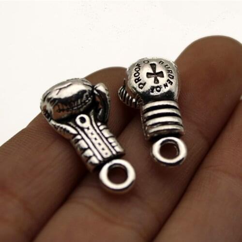 10pc Wholesale Price Boxing Glove Fit Charms Antique Silver Plated Pendant For Handmade Jewelry Accessories