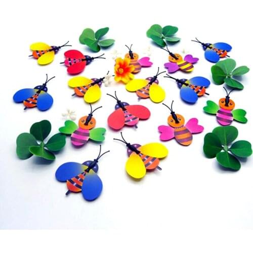 100pcs/lot Creative Mini 5cm Simulation Bee Wall Sticker 6 styles of sticky 3D wall stickers for Home Decoration