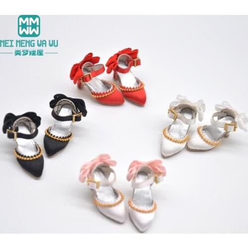 2.8cm Mini toys doll shoes for 28-30cm blyth Azone OB23 OB24 fashion Bow Satin high heels