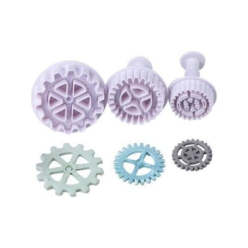 3pcs/Set Gear Shape Plunger Cutter Cake Cookie Mold DIY Fondant Cake Sugarcraft Decor Baking Tools Fondant Cake Cutter Mould