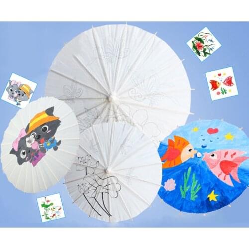 40cm Painting Handicraft Blank Oil Paper Umbrella DIY Children Toy Kit Kids Kindergarten School Educational Drawing Art Crafts